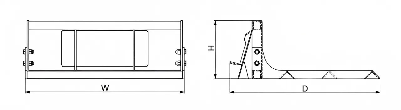 TGEC-Planierer-CAD-Zeichnung mit MP600- und MP910-Konfigurationen TGEC-Kompaktlader-Planierer – Rahmendimensionen und Montageplatten-Layout