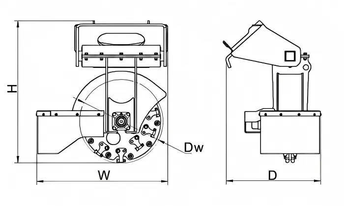 TGEC TG-SG540-MP600 Kompaktlader-Stubbenfräse – CAD-Maße und Montagelayout