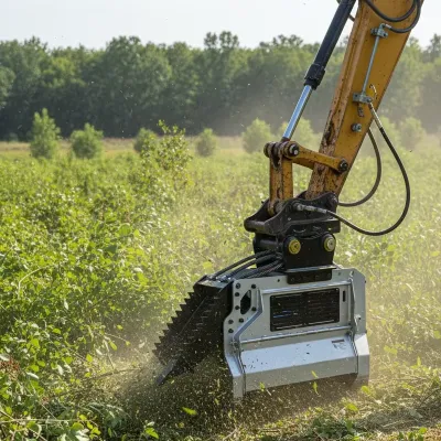Excavator Drum Mulcher with Hydraulic Thumb